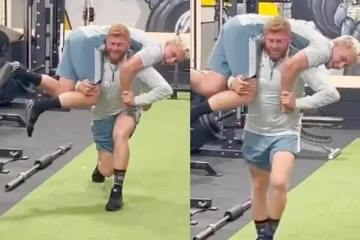 சாம் கரணை தோளில் தூக்கிக்கொண்டு உடற்பயிற்சி! வைரலாகும் இங்கிலாந்து வீரரின் வீடியோ