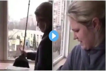 உக்ரேனிய பெண்ணின் அழுகையில் வெளியான தேசிய கீதம்; வைரலாகும் வீடியோ