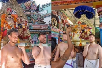 தமிழர் பகுதியில் உள்ள ஆலயம் ஒன்றில் பக்தர்களை மெய் சிலிர்க்க வைத்த வெளிநாட்டவர்கள்!