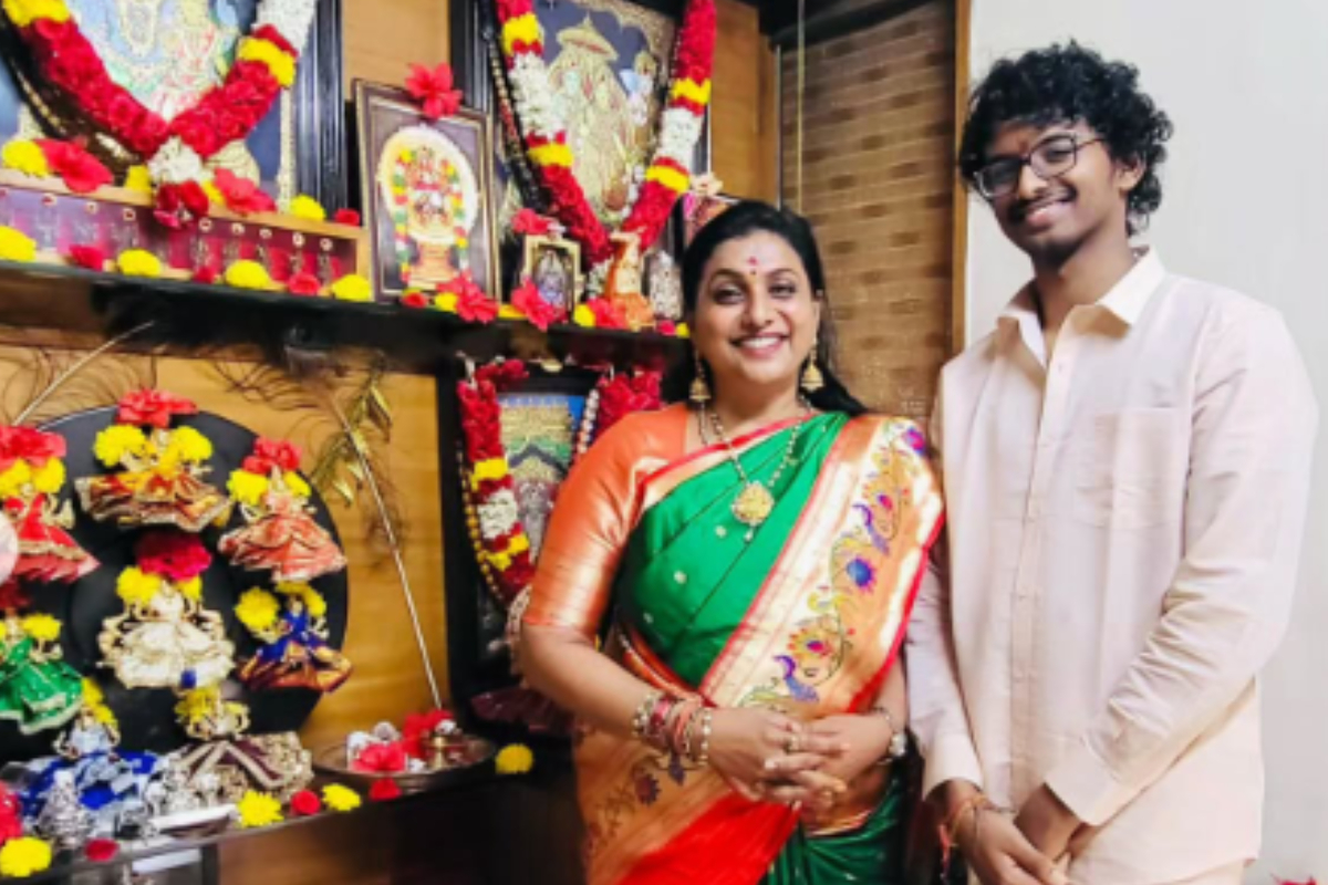 வேஷ்டி சட்டையில் நடிகை ரோஜாவின் மகன்... எப்படி இருக்கிறார் பாருங்க... வைரலாகும் புகைப்படம் | Actress Roja Selvamani Son Latest Photo