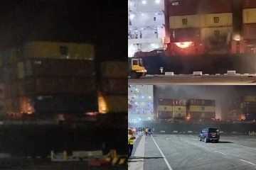 වරායේ හටගත් ප්‍රබල ගින්න (PHOTOS)