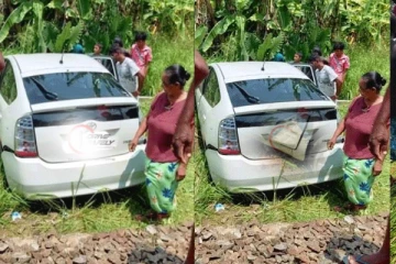 கார் ஒன்று ரயிலால் மோதப்பட்டு விபத்து