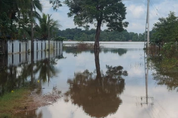 புதுக்குடியிருப்பு தேராவில் குளத்து வெள்ள நீரால் பல குடும்பங்கள் பாதிப்பு