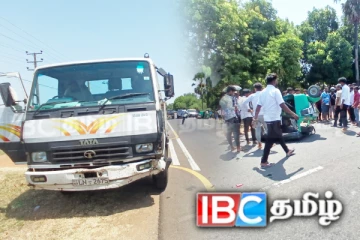 ஏ 9 வீதியில் கனரக வாகனம் முச்சக்கரவண்டியுடன் மோதி விபத்து