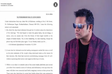 விவாகரத்து வதந்தி பரப்பும் YouTubersக்கு சட்ட நடவடிக்கை -ஏ.ஆர்.ரகுமான் தெரிவிப்பு