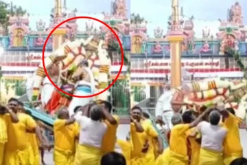 திருவெற்றியூரில் 17 ஆண்டுகள் கழித்து நடக்கும் கருட சேவை - திடீரென சரிந்த பெருமாள் சிலை!!