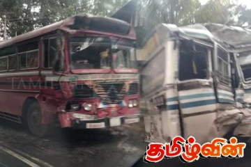 பேருந்துகள் நேருக்குநேர் மோதி பாரிய விபத்து - 21 பேர் காயம்