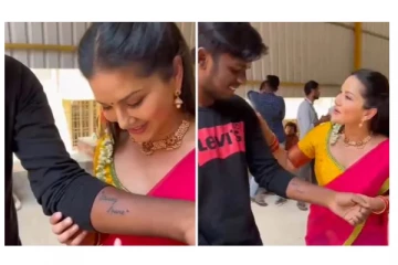 ரசிகரின் செயலால் நெகிழ்ந்துப்போய் கிண்டலாக வாழ்த்து கூறிய சன்னி லியோன் - இணையத்தில் வைரலாகும் வீடியோ