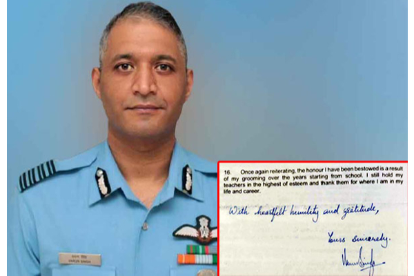 குரூப் கேப்டன் வருண் எழுதிய கடிதம் - இன்றைய இளம் தலைமுறையினருக்கு 'பாடம்' - தமிழ்நாடு