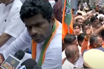 சேகர் பாபு பதவி விலகவேண்டும்..ரோட்டில் அமர்ந்து தர்ணா செய்த அண்ணாமலை..!!