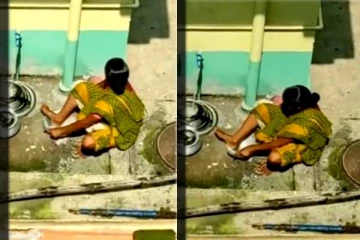 காலால் பாத்திரத்தை தேய்த்து கழுவிய வேலைக்கார பெண்! வேலைக்கு வேட்டு வைக்கும் வைரல் வீடியோ!