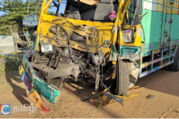 கிளிநொச்சி நகரில் அதிகாலையில் இடம்பெற்ற பாரிய விபத்து