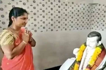 கணவருக்கு கோவில் கட்டி தெய்வமாய் கும்பிடும் மனைவி: நெகிழ வைக்கும் சம்பவம்