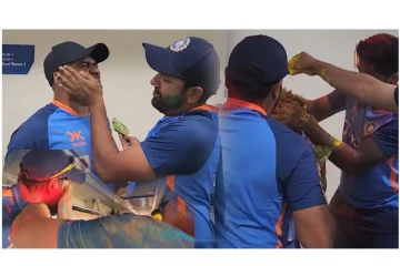 வண்ண வண்ண பொடியை அள்ளி தெறித்து ஹோலி பண்டிகை கொண்டாடிய இந்திய வீரர்கள்...!