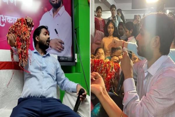 15 ஆயிரம் பெண்களா? இடது கையை தூக்க முடியாமல் தூக்கிய இளைஞர் | 15K Rakhis Sir Turned Raksha Bandhan Viral Video