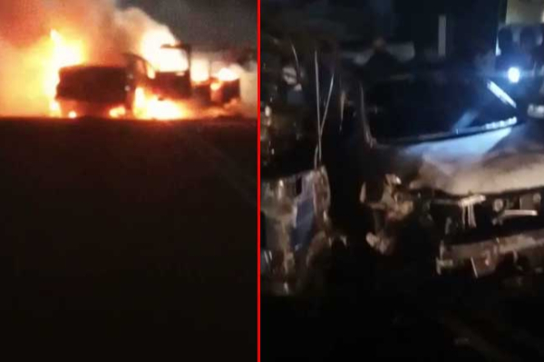 கொழும்பு மேம்பாலத்தில் திடீரென தீப்பற்றி எரிந்த வாகனங்கள் | Car Accident In Colombo