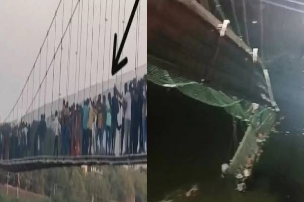 குஜராத்தில்பொது மக்களின் உயிரை பலி வாங்கிய தொங்கும் பாலம் : 100 ஐ தாண்டிய உயிர் பலி | Morbi Suspension Bridge Accident Death
