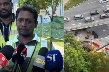 சிங்கப்பூரில் திடீர் சாலைப் பள்ளம்: காருடன் விழுந்த பெண்ணை., விரைந்து காப்பாற்றிய தமிழர்