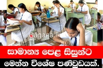 අනිද්දා සාමාන්‍ය පෙළ ලියන සියලුම සිසුන්ට දැනුම්දීමක්..