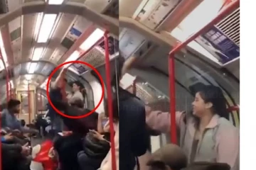 லண்டன் இரயிலில் ஆசிய பெண்ணை நோக்கி இனவெறி வார்த்தைகளை பேசி தாக்க முயன்ற ஆணுக்கு நேர்ந்த நிலை! வீடியோ