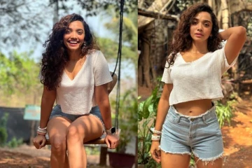 ஷார்ட் உடையில் செம ஹாட் போஸ் கொடுத்த நடிகை சான்வே மேக்னா!