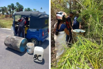 யாழில் துணிவுடன் கசிப்பு உற்பத்தியை முற்றுகையிட்ட பெண் கிராம சேவையாளர்!