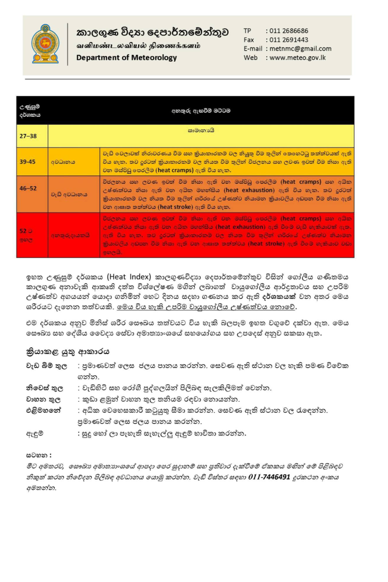 මුළු රටටම හෙට වෙන්න යන දේ - අවවාදාත්මක නිවේදනයක් | High Temperature Alert In Several Districts