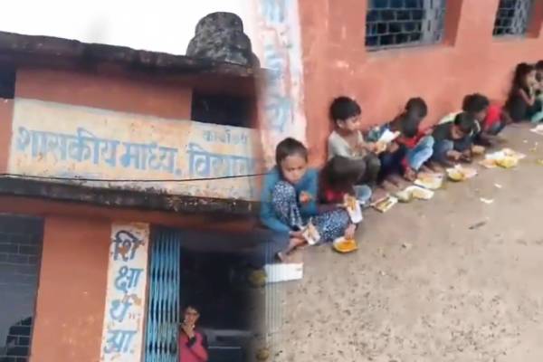 அரசுப் பள்ளியில் செய்தித்தாளில் பரிமாறப்பட்ட மதிய உணவு- வெளியான வீடியோ | Paper Replace Plates For Midday Meals In Mp School