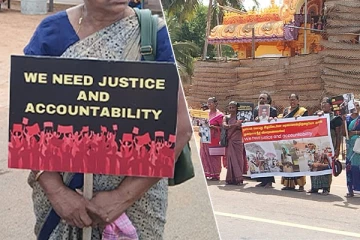 கிளிநொச்சியில் வலிந்து காணாமல் ஆக்கப்பட்டோரின் உறவுகள் முன்னெடுத்த போராட்டம்