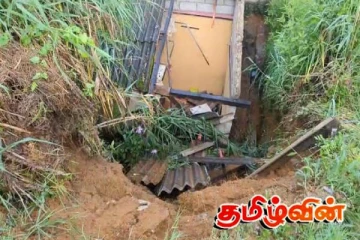 பத்தனையில் மண்மேடு சரிந்து வீழ்ந்ததில் வீடொன்று சேதம்
