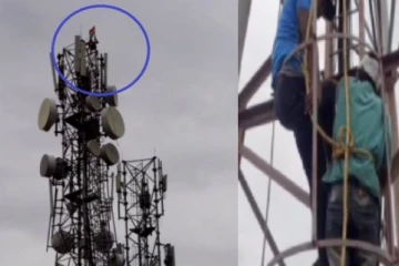 என் வண்டியை கொடுங்க... - செல்போன் டவர் மீது ஏறி பொலிசாருக்கு தற்கொலை மிரட்டல் விடுத்த ஆசாமி!