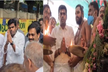 கோவை கார் வெடிப்பு; கோட்டை ஈஸ்வரன் கோவிலில் பாஜக மாநில தலைவர் அண்ணாமலை சாமி தரிசனம்