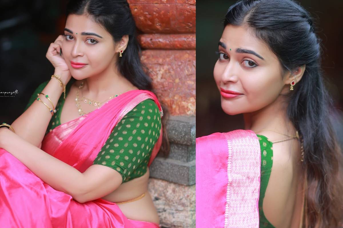 ரம்யா பாண்டியனை விஞ்சும் நடிகை தர்ஷா குப்தா!! புகைப்படங்கள்... | Actress Dharsha Gupta Recent Saree Photoshoot Post