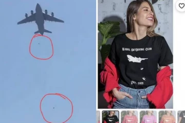 விமானத்திலிருந்து விழுந்த ஆப்கானியர்களை கேலி செய்யும் டி-ஷர்ட்களை விற்கும் அமெரிக்க நிறுவனம்! கொந்தளித்த நெட்டிசன்கள்