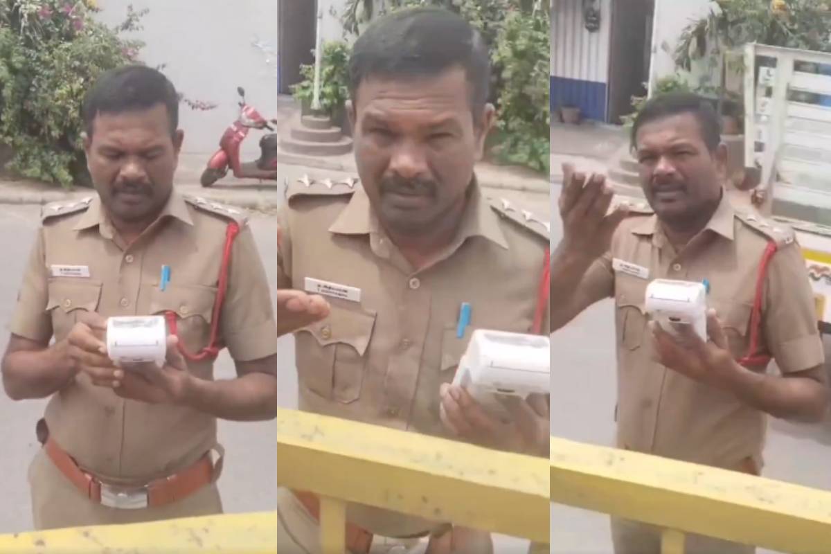 முதல்வர் விஜய்க்கு வீடியோவை அனுப்பவா? காவலரை மிரட்டிய வடமாநில ஓட்டுநர் | Driver To Police Says Will Send Video To Cm Vijay முதல்வர் விஜய்க்கு வீடியோவை அனுப்பவா? காவலரை மிரட்டிய வடமாநில ஓட்டுநர் | Driver To Police Says Will Send Video To Cm Vijay