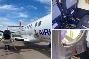 தரையிறங்கும் போது பெரிய பறவையுடன் மோதி பயங்கர சேதமடைந்த விமானம்! வெளியான படங்கள்