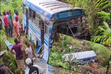 பேருந்து பள்ளத்தில் வீழ்ந்து விபத்து : மாணவர்கள் உட்பட பலர் காயம்