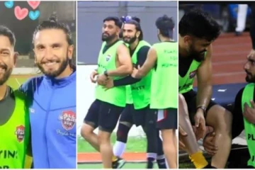 பிரபல நடிகருடன் இணைந்து கால்பந்து விளையாடிய தோனி..!