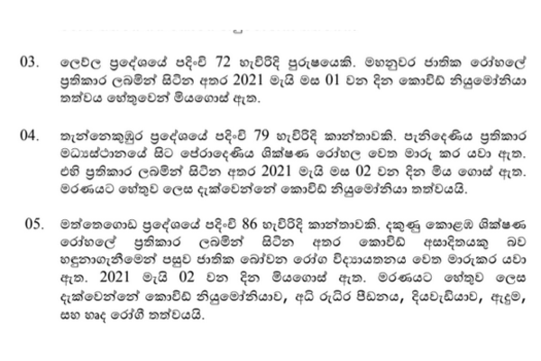 අදත් විශාල කොවිඩ් මරණ ප්‍රමාණයක් වාර්ථා වේ. | Covid Deaths Found Deaths Found