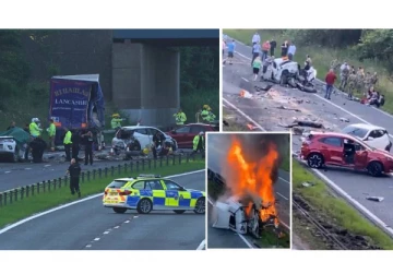 பிரித்தானியாவில் பயங்கரம்! 2 லொரி 4 கார் நேருக்கு நேர் மோதல்? 3 பேர் பலி... கொழுந்து விட்டு எரிந்த புகைப்படங்கள்