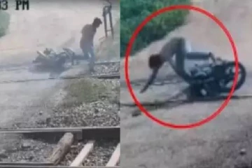 மூடிய ரயில்வே கேட்டை கடக்க முயன்ற இளைஞர் ஒரு நொடியில் மரணம்.., பதற வைக்கும் வீடியோ