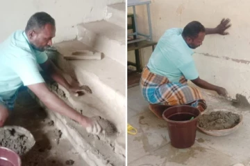 மகன் படித்த அரசுப் பள்ளி - 3 நாள் ஊதியமின்றி கட்டிட பணி செய்த தந்தை!