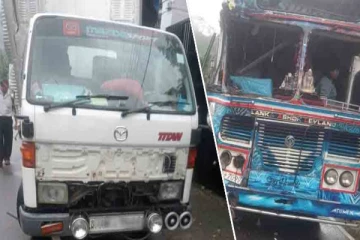 லொறியுடன் மோதிய பேருந்து ; 20 பேர் காயம்