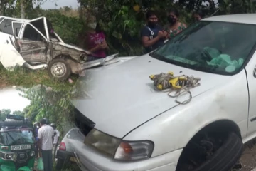 මෝටර් රථයේ රෝදයක් කැඩී සිදුවූ බිහිසුණු අනතුර..(VIDEO)