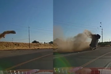 பல அடி தூரம் பறந்து சென்ற கார்! சுக்கல் சுக்கலாக நொறுங்கி விபத்து