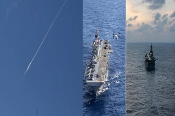 இஸ்ரேலுடன் தொடர்புடைய சரக்கு கப்பல் மீது ஈரான் ஏவுகணை தாக்குதல் : பற்றி எரியும் கப்பல்