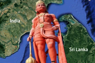 இலங்கையை பார்த்தபடி அமைய உள்ள 108 அடி ஆஞ்சநேயர் சிலை