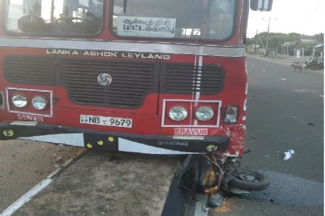 பேருந்து மற்றும் மோட்டார் சைக்கிள் மோதி விபத்து: ஒருவர் படுகாயம்