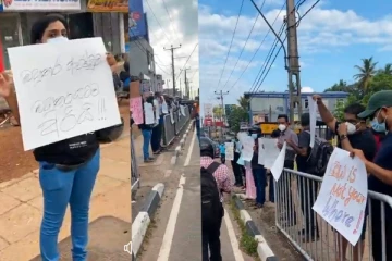 ප්‍රධාන නගරයක තරුණ තරුණයින් පාරට බසී..අද උදේම සිදුවූ දේ මෙන්න.(VIDEO)