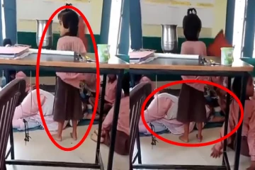 வகுப்பறையில் பாய் விரித்து உறங்கிய ஆசிரியை; காணொளியால் நேர்ந்த கதி